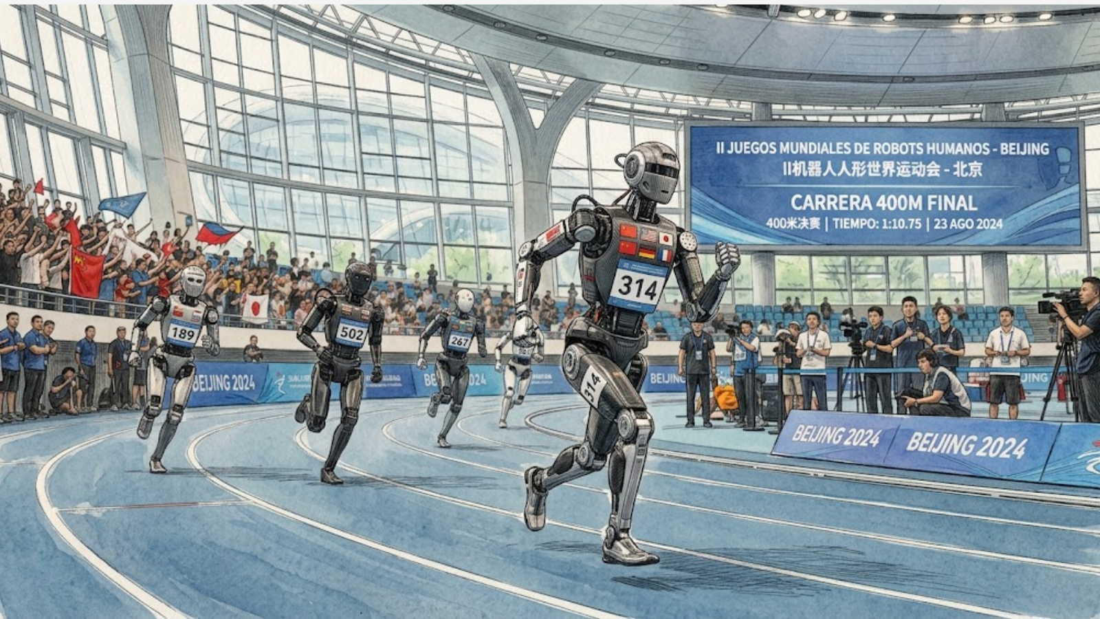 Robots humanoides compiten en Juegos Mundiales en Beijing