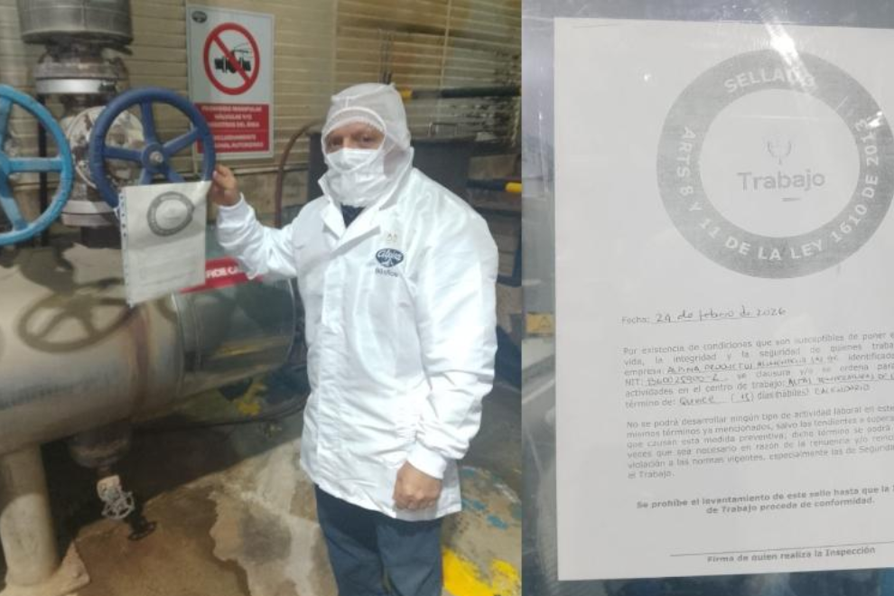 Mintrabajo ordena cierre de cuatro áreas en planta de Alpina en Sopó por riesgos laborales
